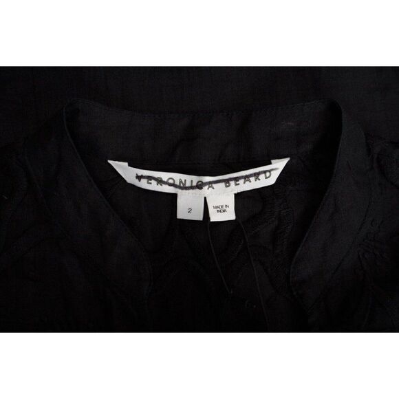 Veronica Beard Womens Archie Eyelet Applique Mini Dress Sz 2 Black NWT NO BELT - Picture 5 of 7